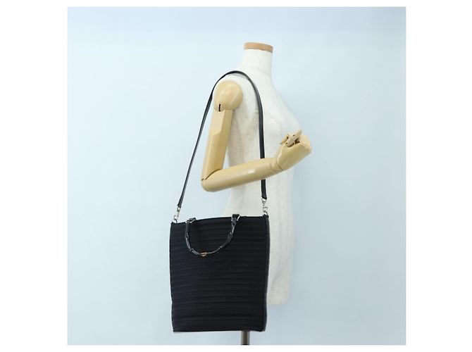 Borsa a mano GUCCI Bamboo Canvas 2way Nero Argento 002 1998 0353 Auth ep15105 - vista 25