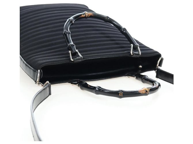 Borsa a mano GUCCI Bamboo Canvas 2way Nero Argento 002 1998 0353 Auth ep15105 - vista 7