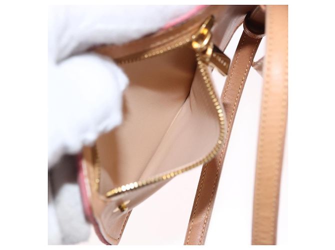 Céline Borsa a tracolla CELINE C Macadam in tela e scamosciato rosa e oro Auth 192028A D'oro - vista 11