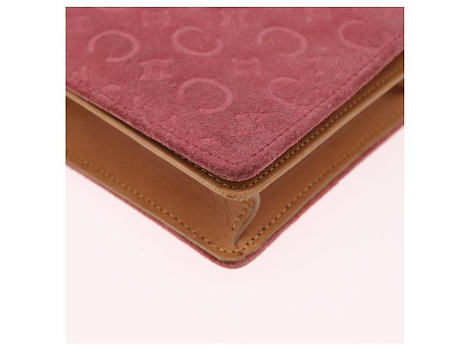Céline Borsa a tracolla CELINE C Macadam in tela e scamosciato rosa e oro Auth 192028A D'oro - vista 16