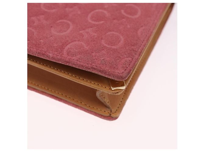 Céline Borsa a tracolla CELINE C Macadam in tela e scamosciato rosa e oro Auth 192028A D'oro - vista 17