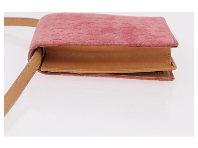 Céline Borsa a tracolla CELINE C Macadam in tela e scamosciato rosa e oro Auth 192028A D'oro - vista 4
