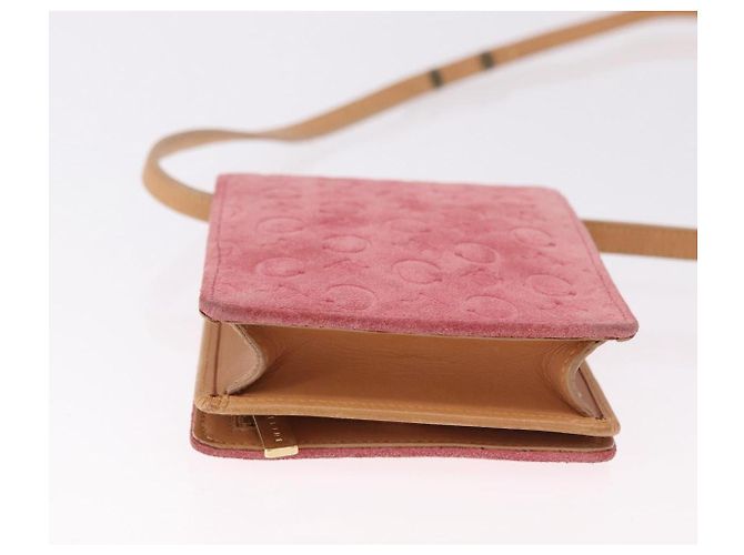 Céline Borsa a tracolla CELINE C Macadam in tela e scamosciato rosa e oro Auth 192028A D'oro - vista 5