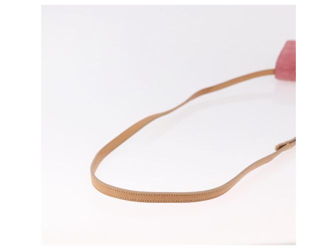 Céline Borsa a tracolla CELINE C Macadam in tela e scamosciato rosa e oro Auth 192028A D'oro - vista 7