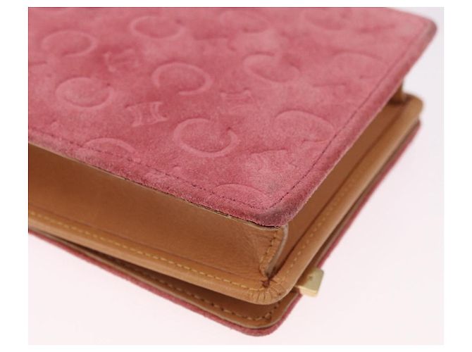 Céline Borsa a tracolla CELINE C Macadam in tela e scamosciato rosa e oro Auth 192028A D'oro - vista 8