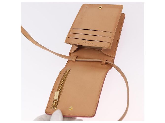 Céline Borsa a tracolla CELINE C Macadam in tela e scamosciato rosa e oro Auth 192028A D'oro - vista 9