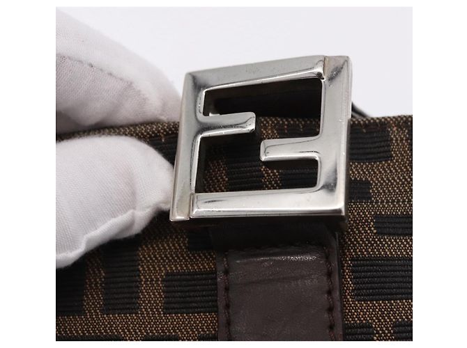 FENDI Zucca Canvas Handtasche Braun Silber Auth 192690A - Ansicht 10