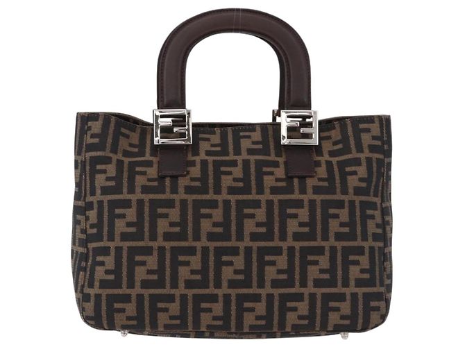 FENDI Zucca Canvas Handtasche Braun Silber Auth 192690A - Ansicht 13