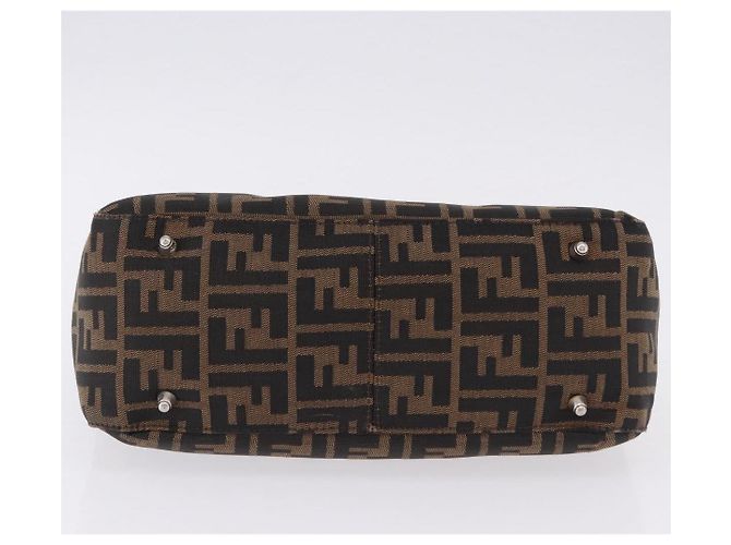 FENDI Zucca Canvas Handtasche Braun Silber Auth 192690A - Ansicht 5