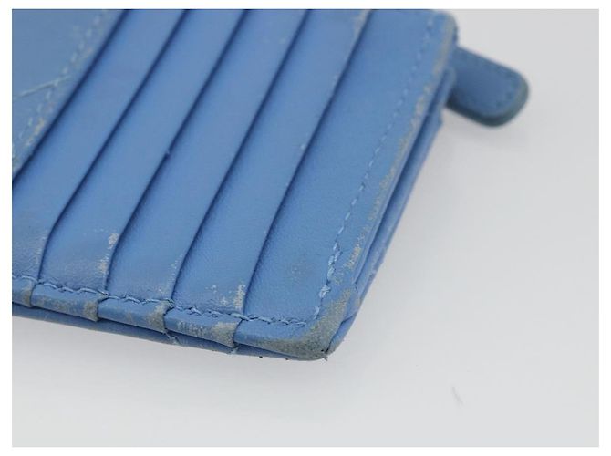 CHANEL Matelassé Münzbeutel aus Leder Hellblau Silber CC Authentisch 186603 - Ansicht 15