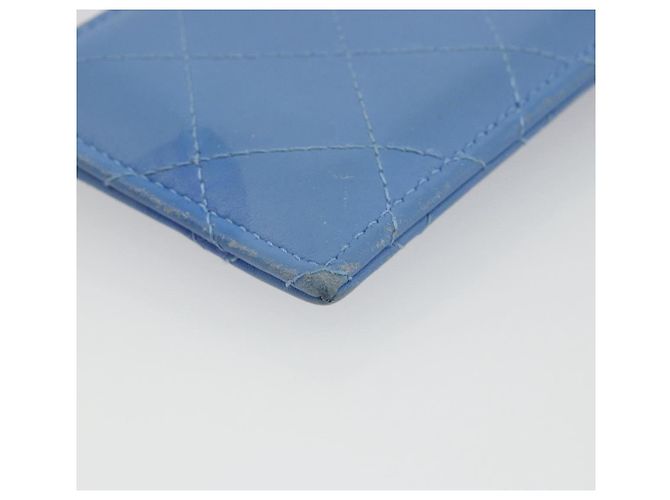 CHANEL Matelassé Münzbeutel aus Leder Hellblau Silber CC Authentisch 186603 - Ansicht 16
