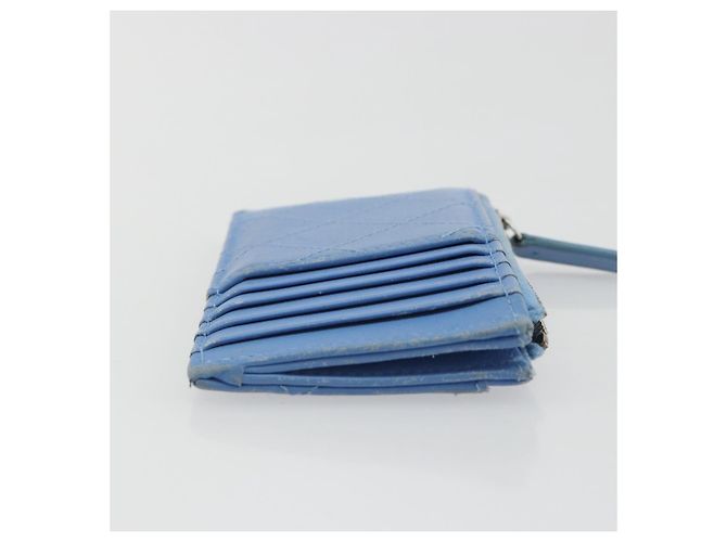 CHANEL Matelassé Münzbeutel aus Leder Hellblau Silber CC Authentisch 186603 - Ansicht 21