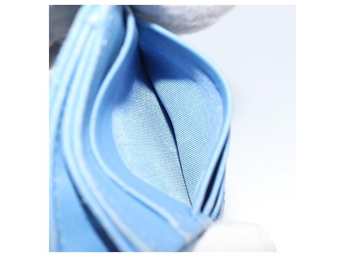 CHANEL Matelassé Münzbeutel aus Leder Hellblau Silber CC Authentisch 186603 - Ansicht 22