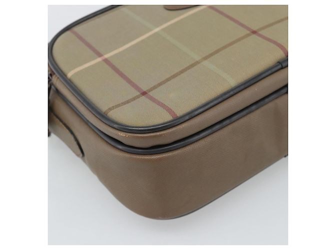 Borsa a Spalla Burberrys Nova Check in Tela Beige con Tonalità Oro Auth ep15344 - vista 14