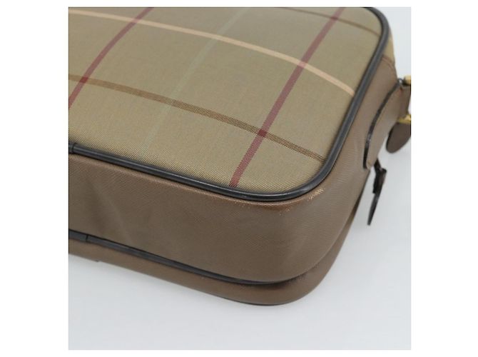 Borsa a Spalla Burberrys Nova Check in Tela Beige con Tonalità Oro Auth ep15344 - vista 15