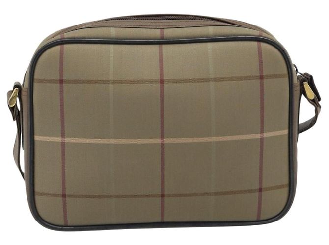 Borsa a Spalla Burberrys Nova Check in Tela Beige con Tonalità Oro Auth ep15344 - vista 2