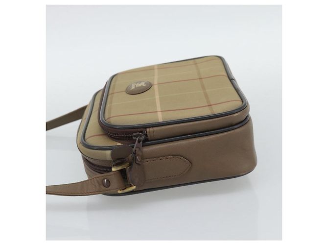 Borsa a Spalla Burberrys Nova Check in Tela Beige con Tonalità Oro Auth ep15344 - vista 3