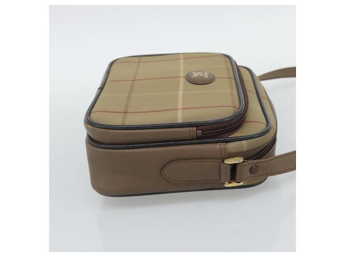 Borsa a Spalla Burberrys Nova Check in Tela Beige con Tonalità Oro Auth ep15344 - vista 4