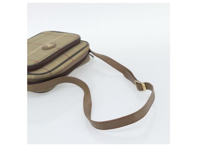 Borsa a Spalla Burberrys Nova Check in Tela Beige con Tonalità Oro Auth ep15344 - vista 7