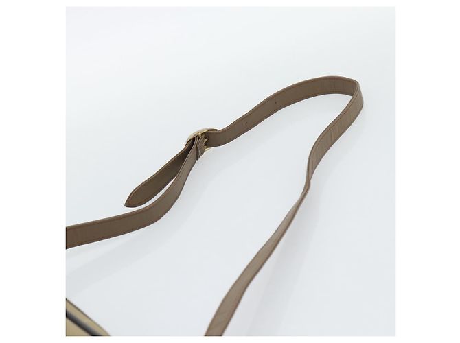 Borsa a Spalla Burberrys Nova Check in Tela Beige con Tonalità Oro Auth ep15344 - vista 8