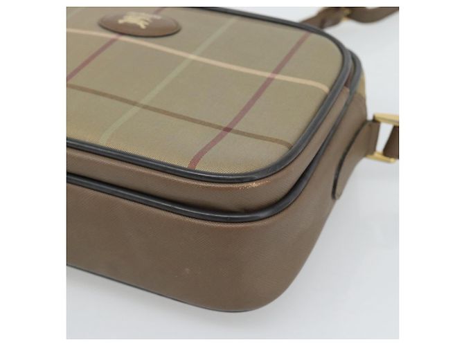 Borsa a Spalla Burberrys Nova Check in Tela Beige con Tonalità Oro Auth ep15344 - vista 9