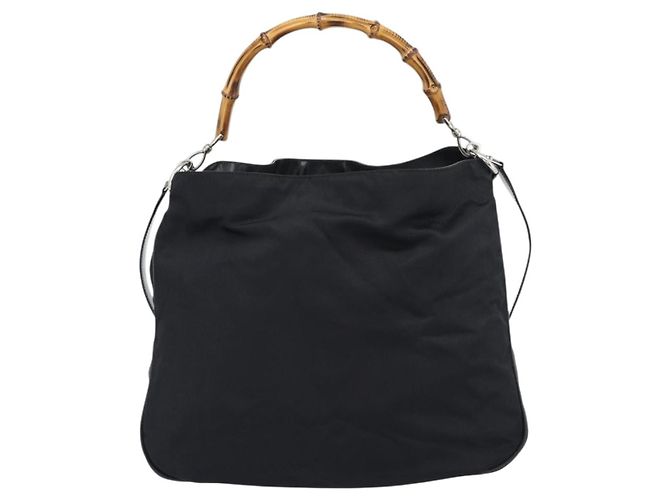 Bolsa de Mão GUCCI Bamboo Nylon 2way Preto Prata 001 1577 2615 Auth gh2147 - vista 13