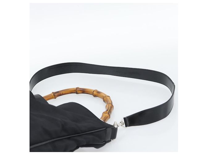 Bolsa de Mão GUCCI Bamboo Nylon 2way Preto Prata 001 1577 2615 Auth gh2147 - vista 14