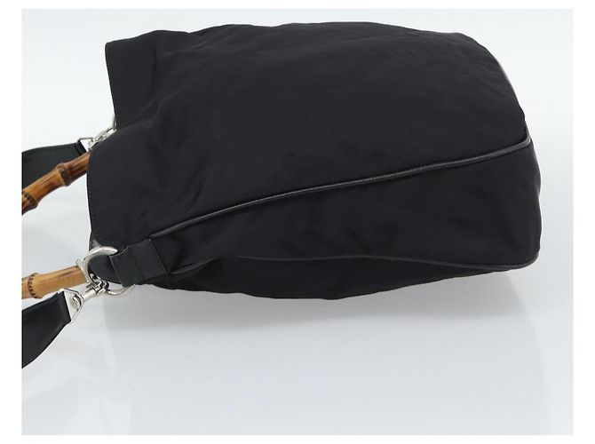 Bolsa de Mão GUCCI Bamboo Nylon 2way Preto Prata 001 1577 2615 Auth gh2147 - vista 3