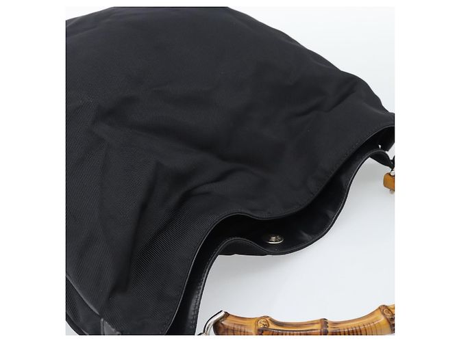Bolsa de Mão GUCCI Bamboo Nylon 2way Preto Prata 001 1577 2615 Auth gh2147 - vista 6