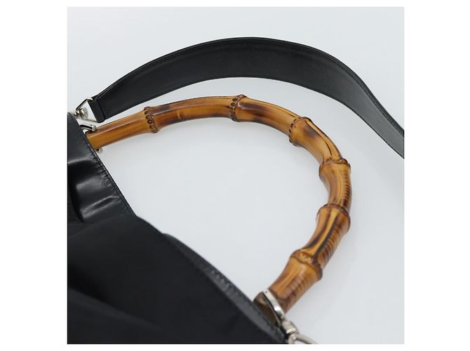 Bolsa de Mão GUCCI Bamboo Nylon 2way Preto Prata 001 1577 2615 Auth gh2147 - vista 8