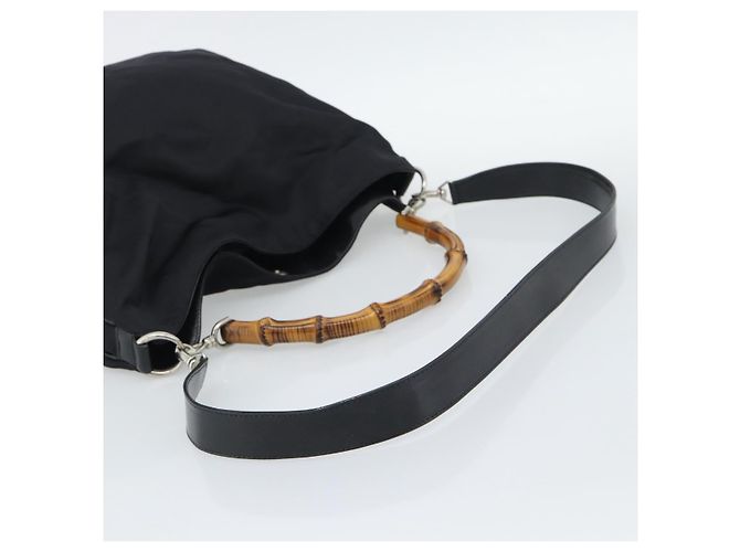 Bolsa de Mão GUCCI Bamboo Nylon 2way Preto Prata 001 1577 2615 Auth gh2147 - vista 9
