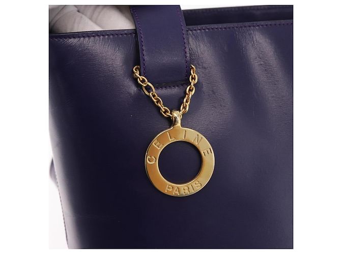 Céline Borsa a Spalla CELINE Circle in Pelle Viola e Oro Auth bs36092A D'oro Porpora - vista 18