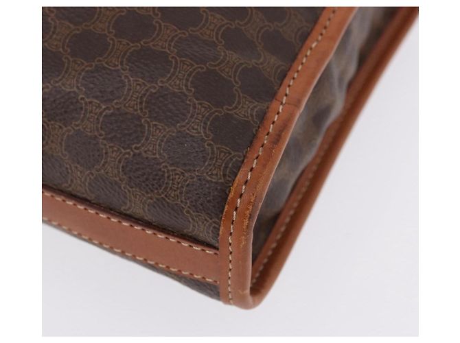 Céline Clutch CELINE Macadam in PVC e pelle marrone con finiture dorate Auth 192724A - vista 16