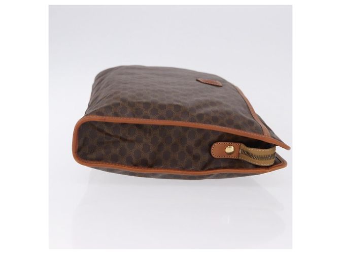 Céline Clutch CELINE Macadam in PVC e pelle marrone con finiture dorate Auth 192724A - vista 3
