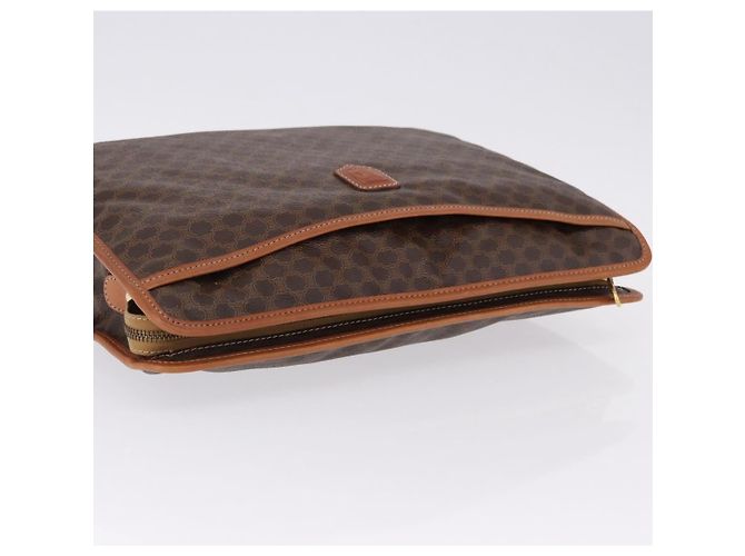 Céline Clutch CELINE Macadam in PVC e pelle marrone con finiture dorate Auth 192724A - vista 5