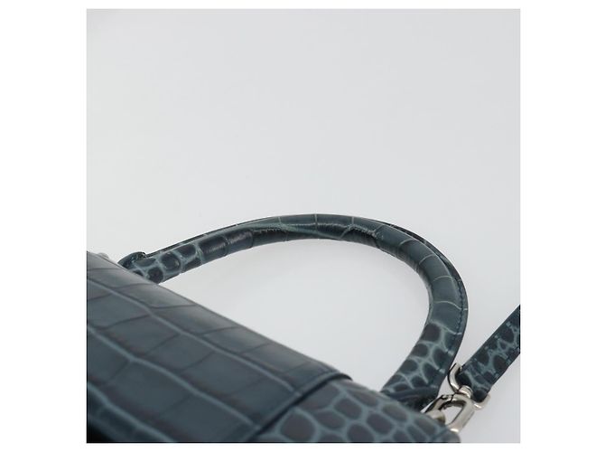 BALENCIAGA Borsa Hour in pelle 2way Navy Silver 593546 Auth 192706M Argento Blu navy - vista 14