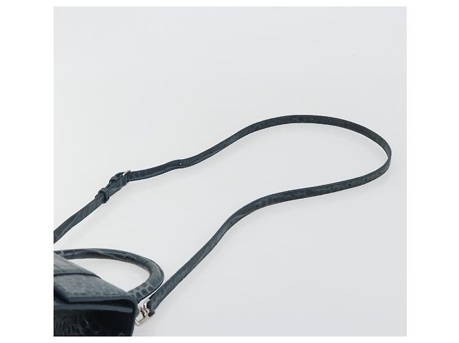 BALENCIAGA Borsa Hour in pelle 2way Navy Silver 593546 Auth 192706M Argento Blu navy - vista 15