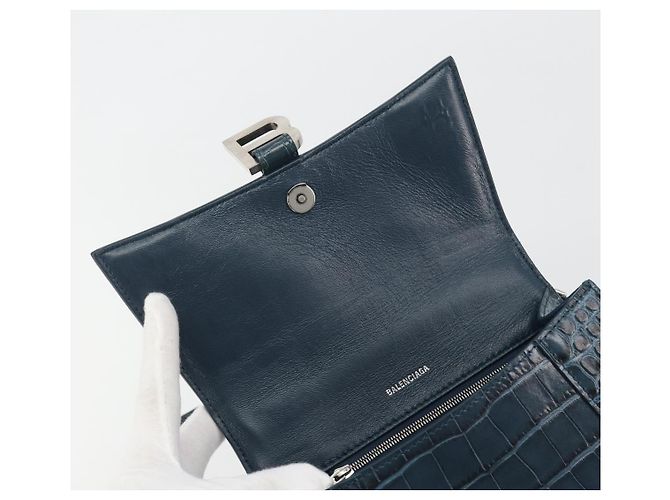 BALENCIAGA Borsa Hour in pelle 2way Navy Silver 593546 Auth 192706M Argento Blu navy - vista 20