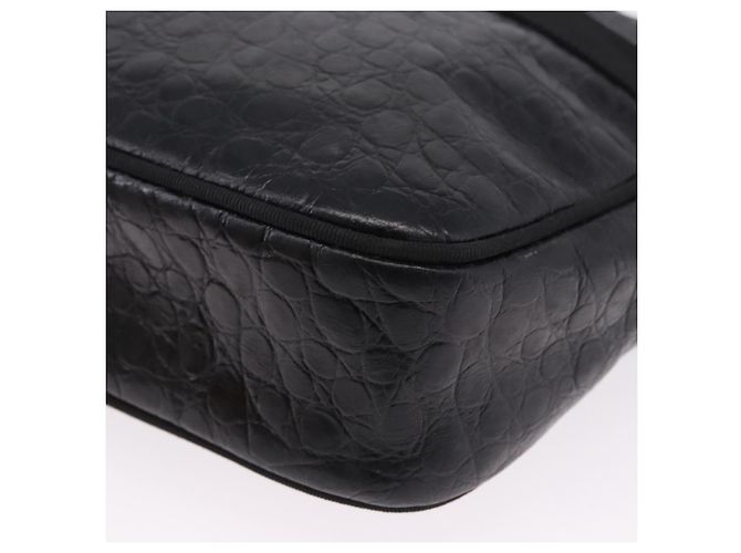 Borsa a Spalla Salvatore Ferragamo Vala in Pelle Goffrata Nera e Oro Auth ka5282 Nero D'oro - vista 14