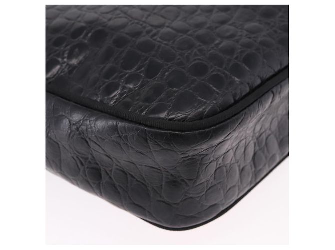 Borsa a Spalla Salvatore Ferragamo Vala in Pelle Goffrata Nera e Oro Auth ka5282 Nero D'oro - vista 15