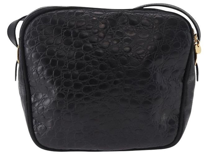 Borsa a Spalla Salvatore Ferragamo Vala in Pelle Goffrata Nera e Oro Auth ka5282 Nero D'oro - vista 2