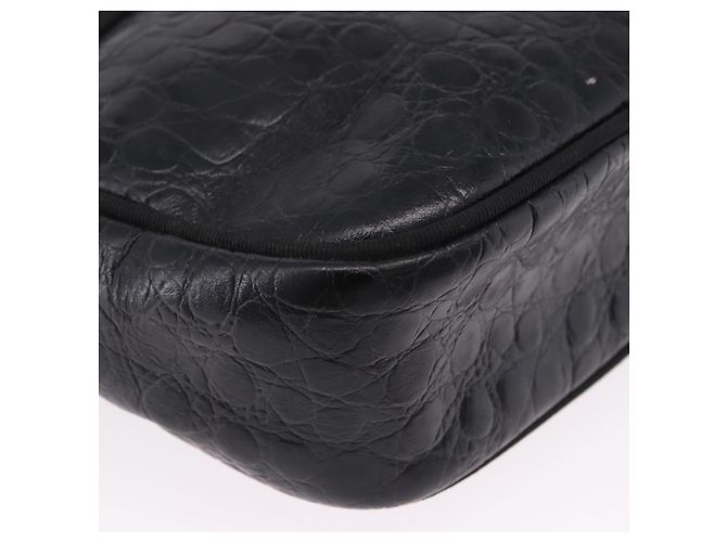 Borsa a Spalla Salvatore Ferragamo Vala in Pelle Goffrata Nera e Oro Auth ka5282 Nero D'oro - vista 9