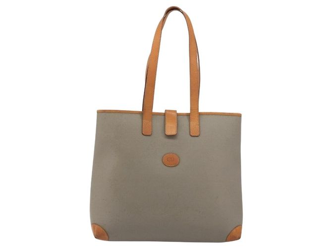 Borsa Tote Christian Dior in PVC e tela Grigio Oro Auth gh2170 Marrone D'oro - vista 13