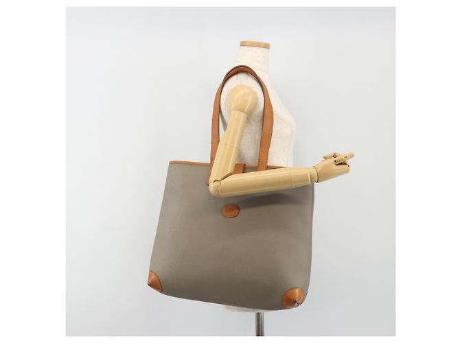 Borsa Tote Christian Dior in PVC e tela Grigio Oro Auth gh2170 Marrone D'oro - vista 23