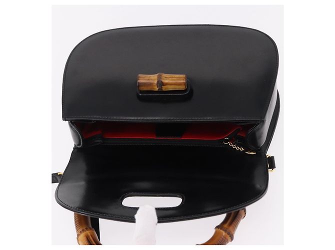 Borsa a mano GUCCI Bamboo in pelle 2way Nero Oro 000 1364 0633 Auth bs36097V D'oro - vista 10