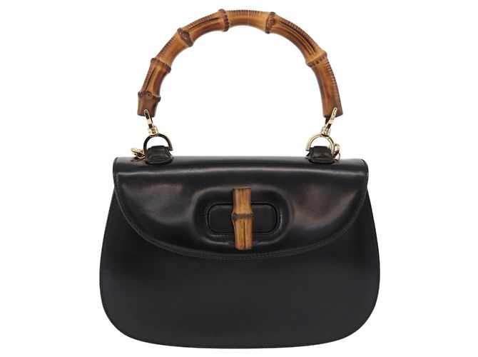 Borsa a mano GUCCI Bamboo in pelle 2way Nero Oro 000 1364 0633 Auth bs36097V D'oro - vista 13
