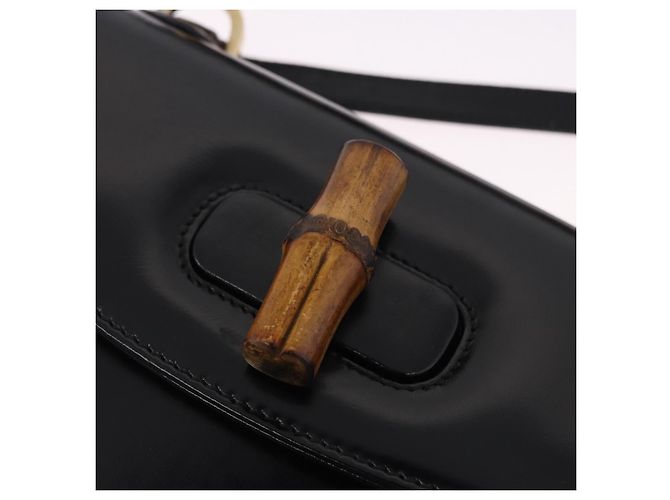 Borsa a mano GUCCI Bamboo in pelle 2way Nero Oro 000 1364 0633 Auth bs36097V D'oro - vista 19