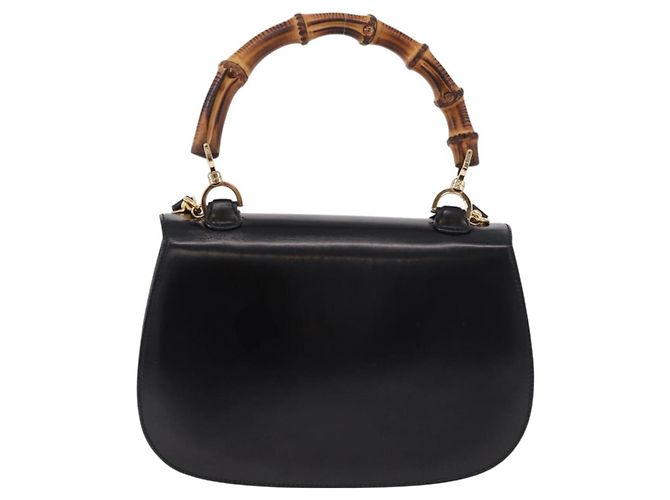 Borsa a mano GUCCI Bamboo in pelle 2way Nero Oro 000 1364 0633 Auth bs36097V D'oro - vista 2