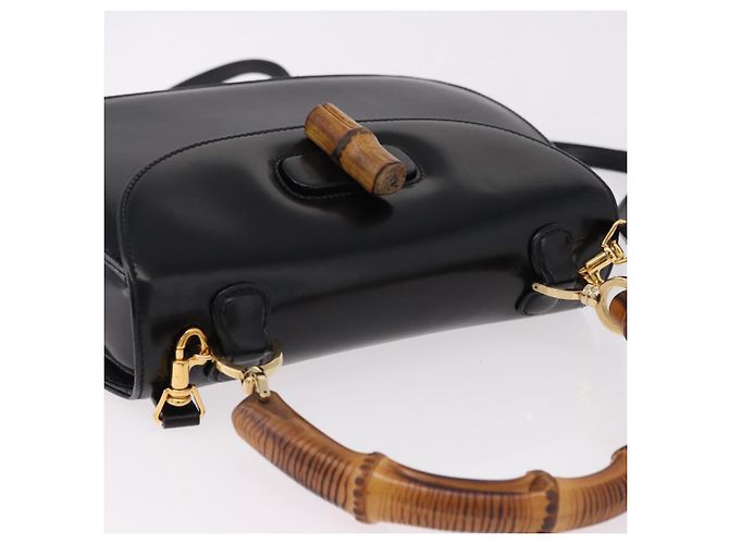 Borsa a mano GUCCI Bamboo in pelle 2way Nero Oro 000 1364 0633 Auth bs36097V D'oro - vista 6