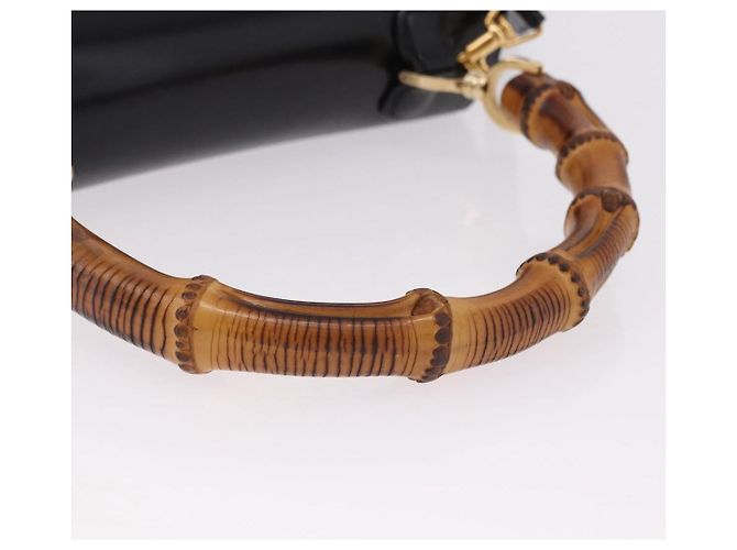 Borsa a mano GUCCI Bamboo in pelle 2way Nero Oro 000 1364 0633 Auth bs36097V D'oro - vista 7